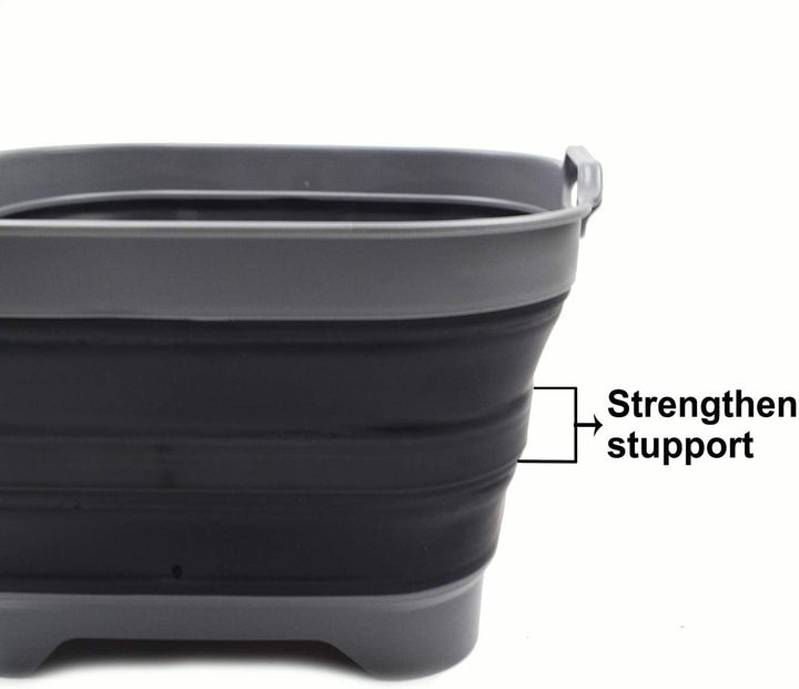 SAMMART 10 L Faltbare Spülwanne mit Ablaufstöpsel - Klappbar, Grau/Schwarz Garu/Schwarz 1, Garu/Schw