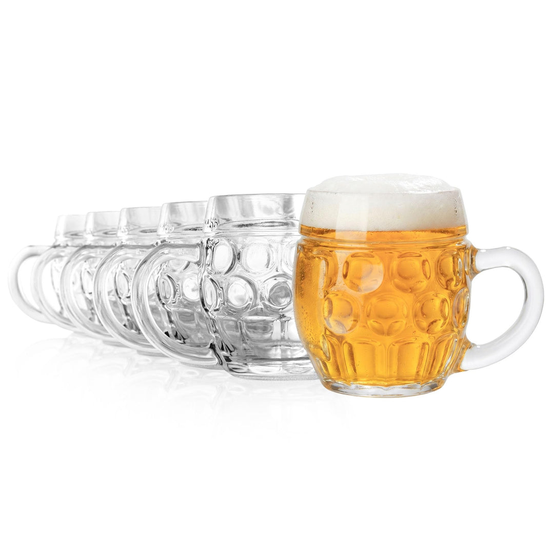 Oberglas Tübinger Augenkanne Bierkrug mit Schild / 6er Set Bierkrüge 250 ml mit Füllstrich/Stabiler