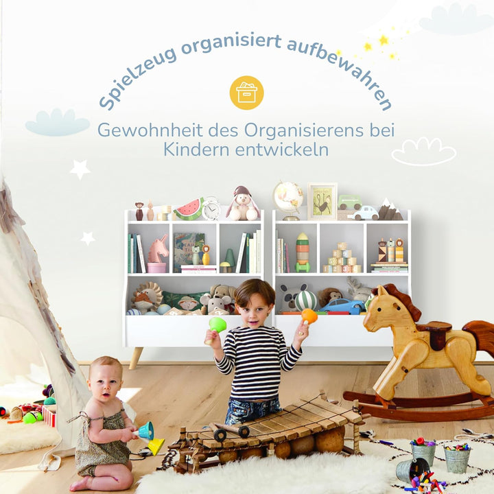 LUE BONA Kinderregal,Bücherregal Regal Aufbewahrungsregal für Kinder,Standregal 3 Stockwerk der Offe