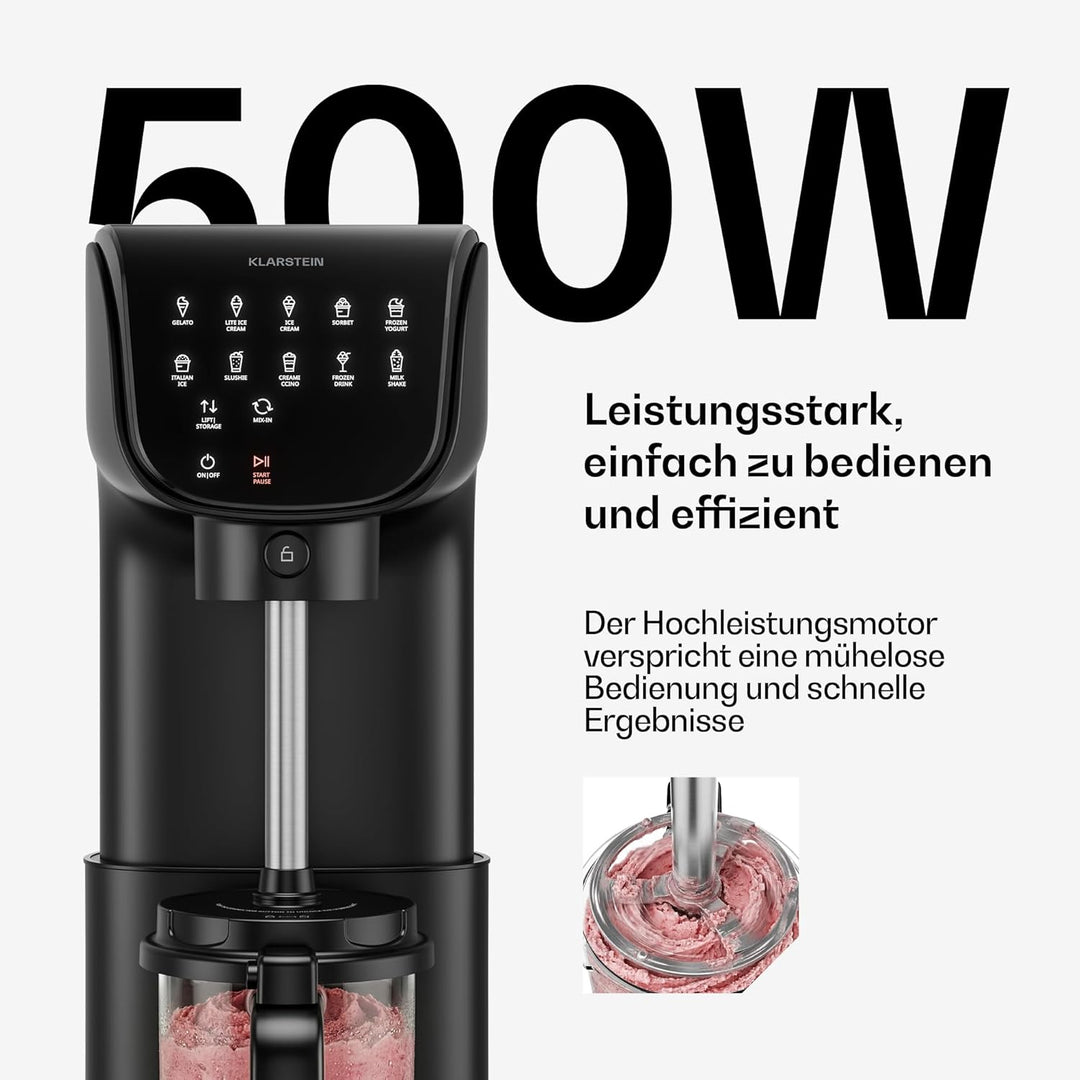 Klarstein Velaire Eismaschine – 500-W-Eismaschine, 3 Behälter à 0,6 l (insgesamt 1,8 l), 10 Programm