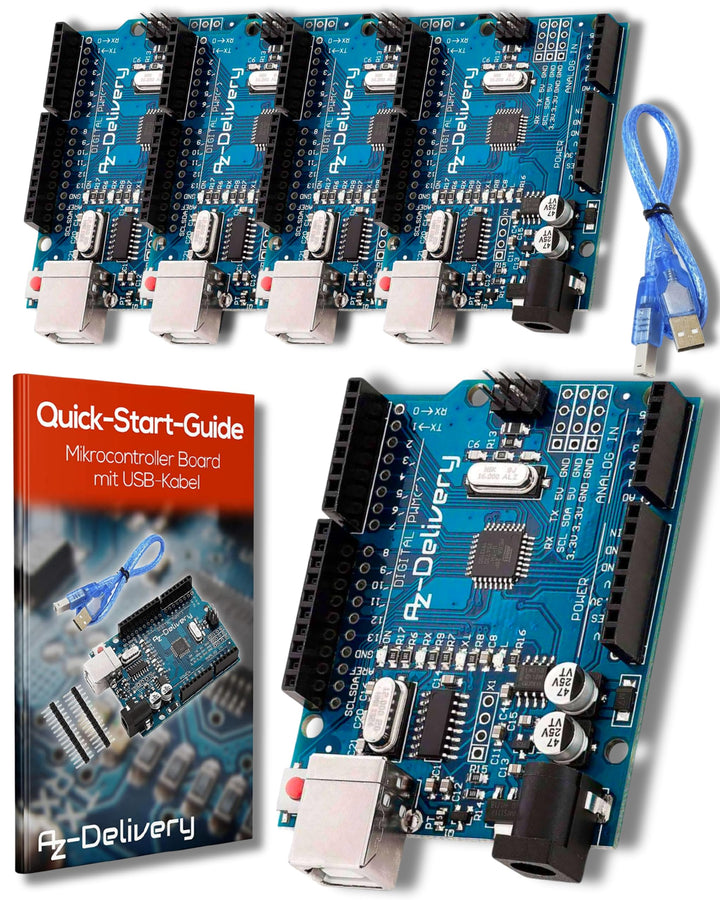 AZDelivery 5 x Mikrocontroller Board AZ-ATmega328-Board mit USB-Kabel inklusive E-Book!, 5