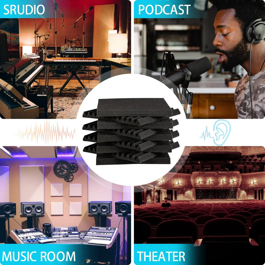 24 Stück Akustikschaumstoff, schallabsorber, schallschutz für Podcastsfür Podcast Aufnahmestudio, re