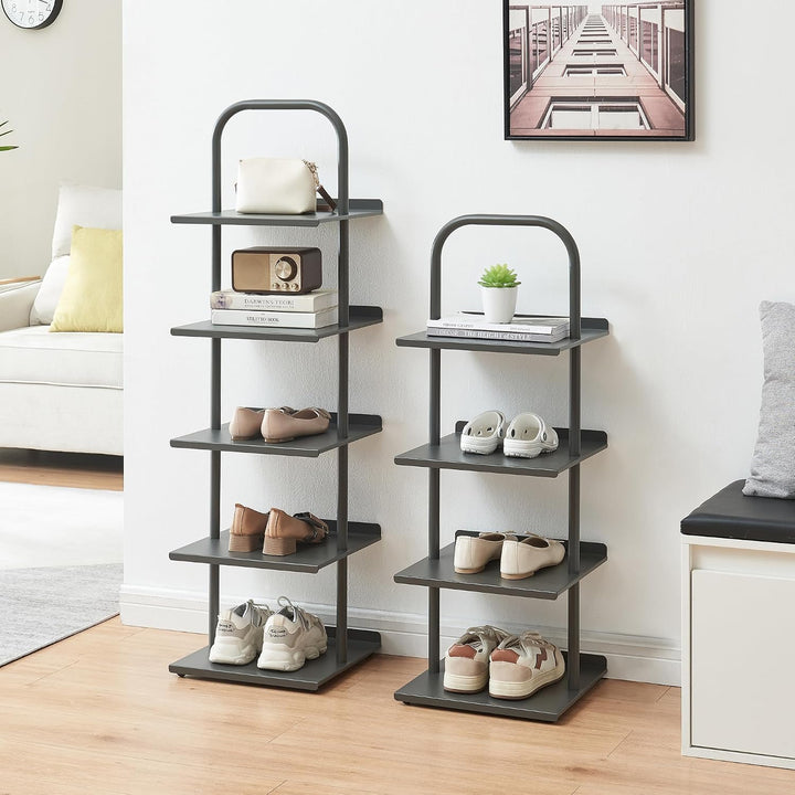 [en.casa] Schuhregal schmal Poytya mit 5 Ebenen Metall 119 x 34 x 32 cm Schuhständer für 5 Paare Sch