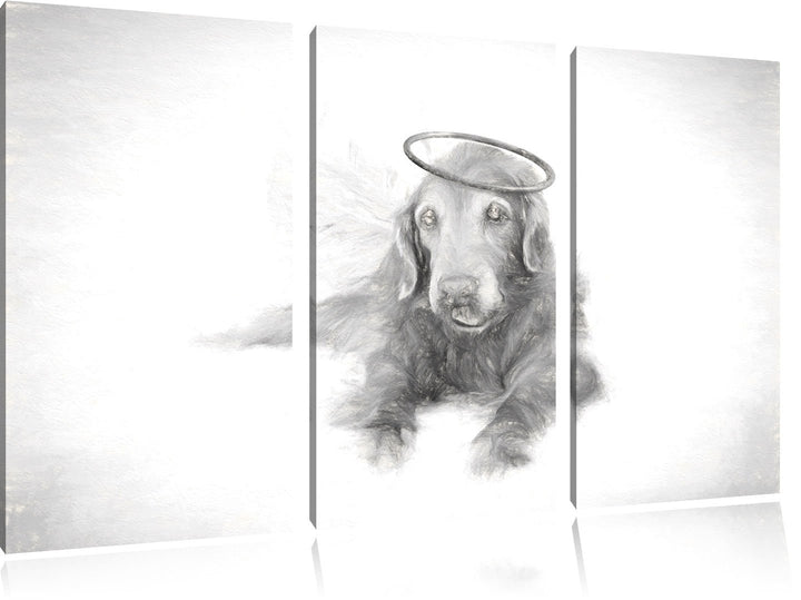 Pixxprint Hundeengel im Himmel als Leinwandbild/Grösse: 3 Teilig (120x80 cm) cm/Wandbild/Kunstdruck/