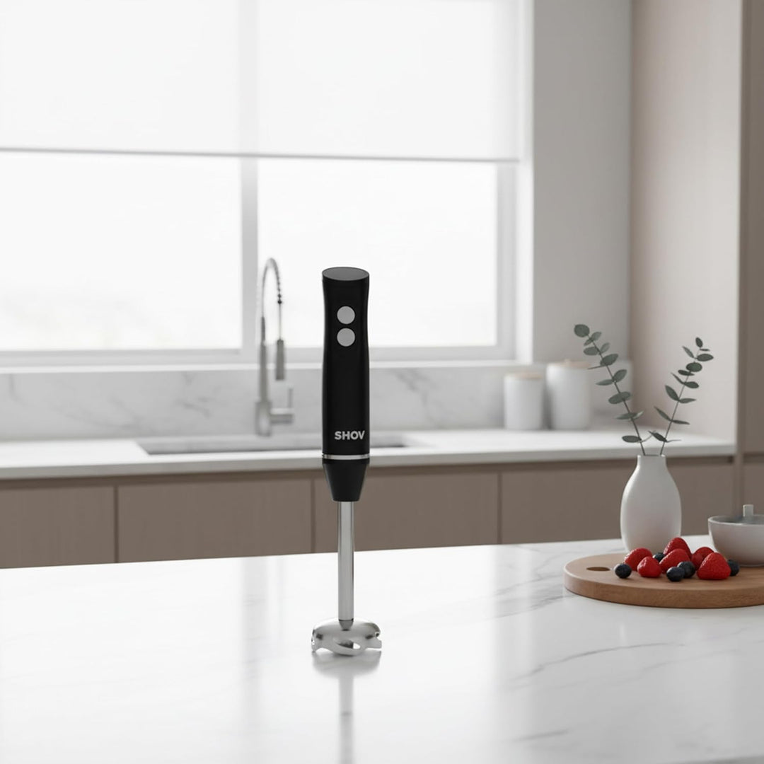 Shov Stabmixer- Hochleistungs-Stabmixer, Edelstahlklingen, 2 Geschwindigkeiten, Ergonomisches Design