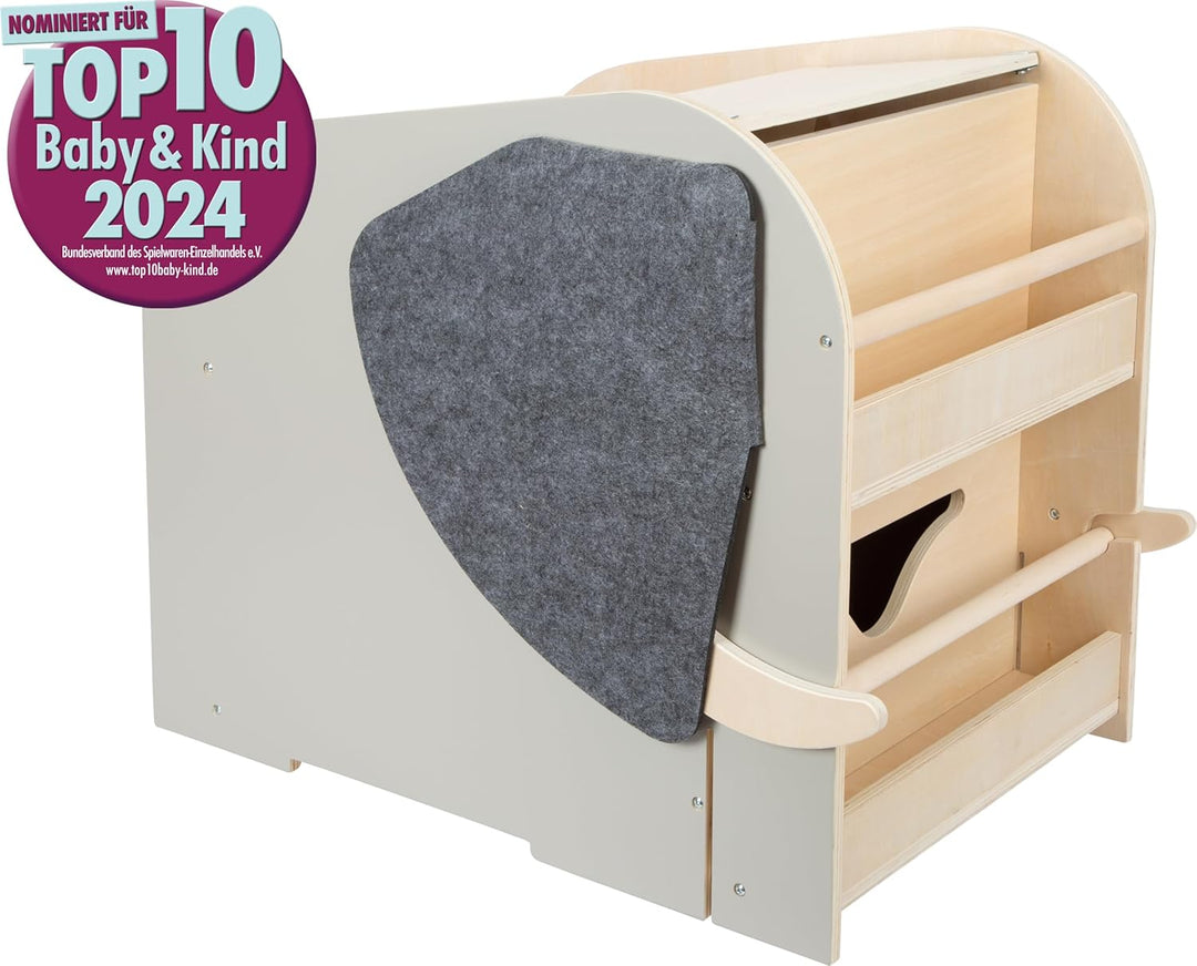 small foot Spielzeugbox mit Sitz und Rollen Elefant „Wildlife“ aus Holz, Spielzeug-Aufbewahrung mit