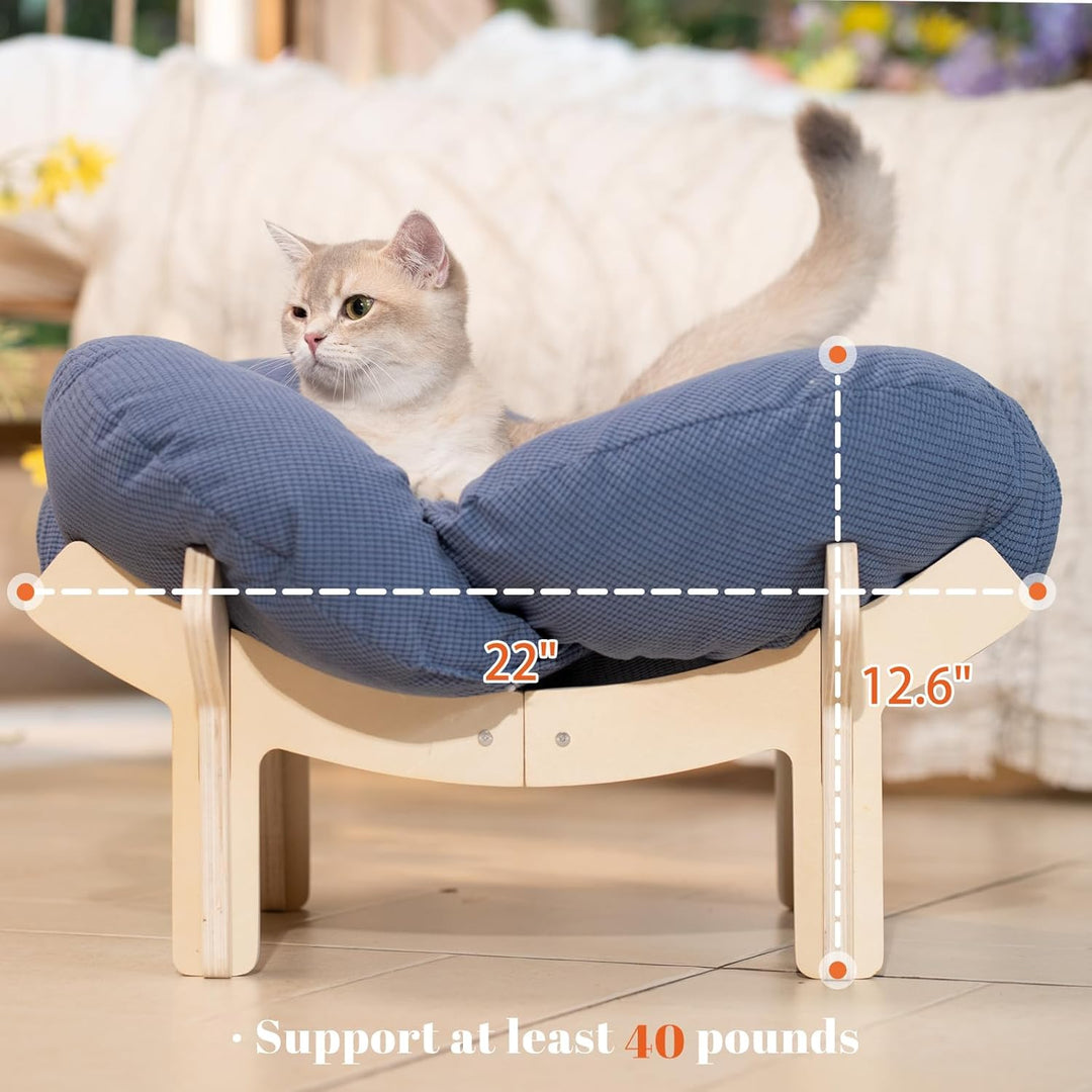 CheerPals Erhöhtes Katzenbett Blumenform, 55cm L&W Grosses Katzensofa, Stilvoll Katzenstuhl mit Hoch