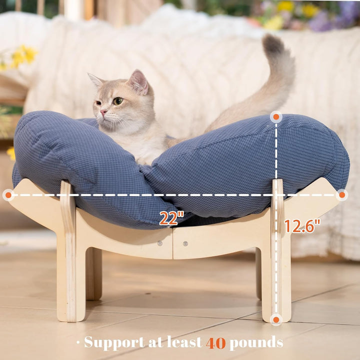 CheerPals Erhöhtes Katzenbett Blumenform, 55cm L&W Grosses Katzensofa, Stilvoll Katzenstuhl mit Hoch