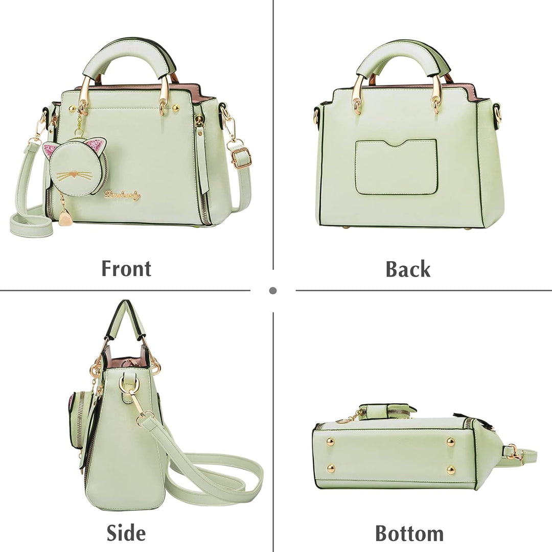 PORRASSO Damen Handtasche Süsse Umhängetasche Henkeltaschen Frauen Wasserdicht PU Leder Schultertasc