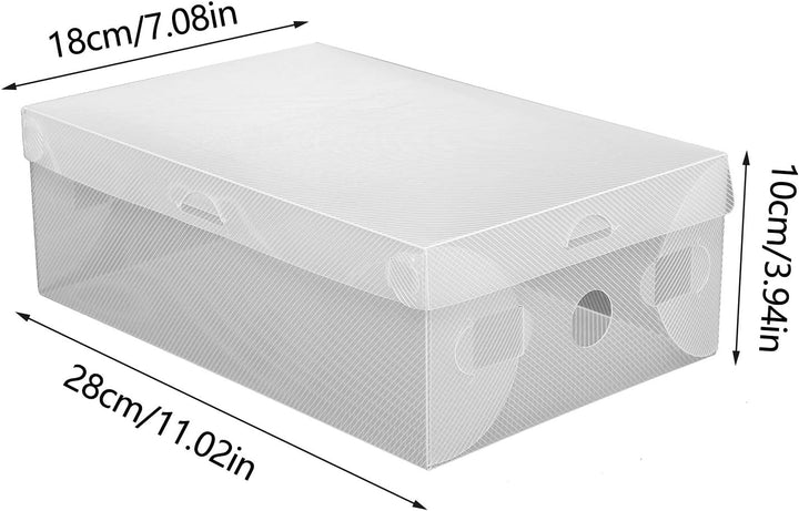 Schuhbox, 20 Schuhboxen Stapelbar Transparent, Faltbares Schuh Boxen 28x18x10cm, Schuhaufbewahrung m