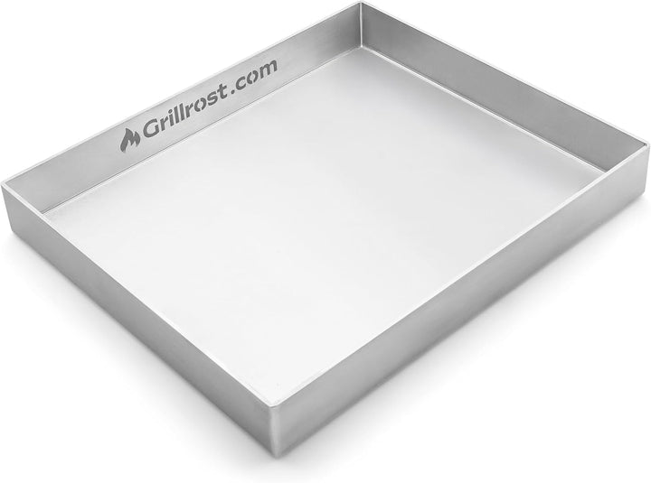 Edelstahl Grillplatte | Plancha | Wanne 30x25cm - Universalgrösse - rundum verschweisst | extra Mass