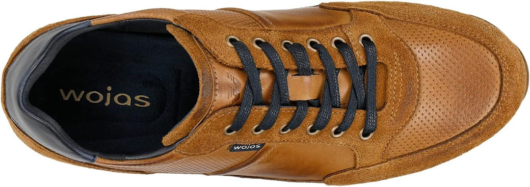 WOJAS - Herren Sneakers I Leder I Weiches Innenfutter I Dunkelblaue Akzente I Praktisch und Bequem I