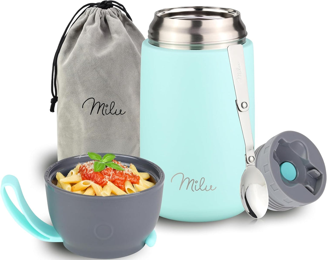 Milu® Thermobehälter 450, 650ml, 800ml | Edelstahl Warmhaltebehälter | Essensbehälter | Speisegefäss