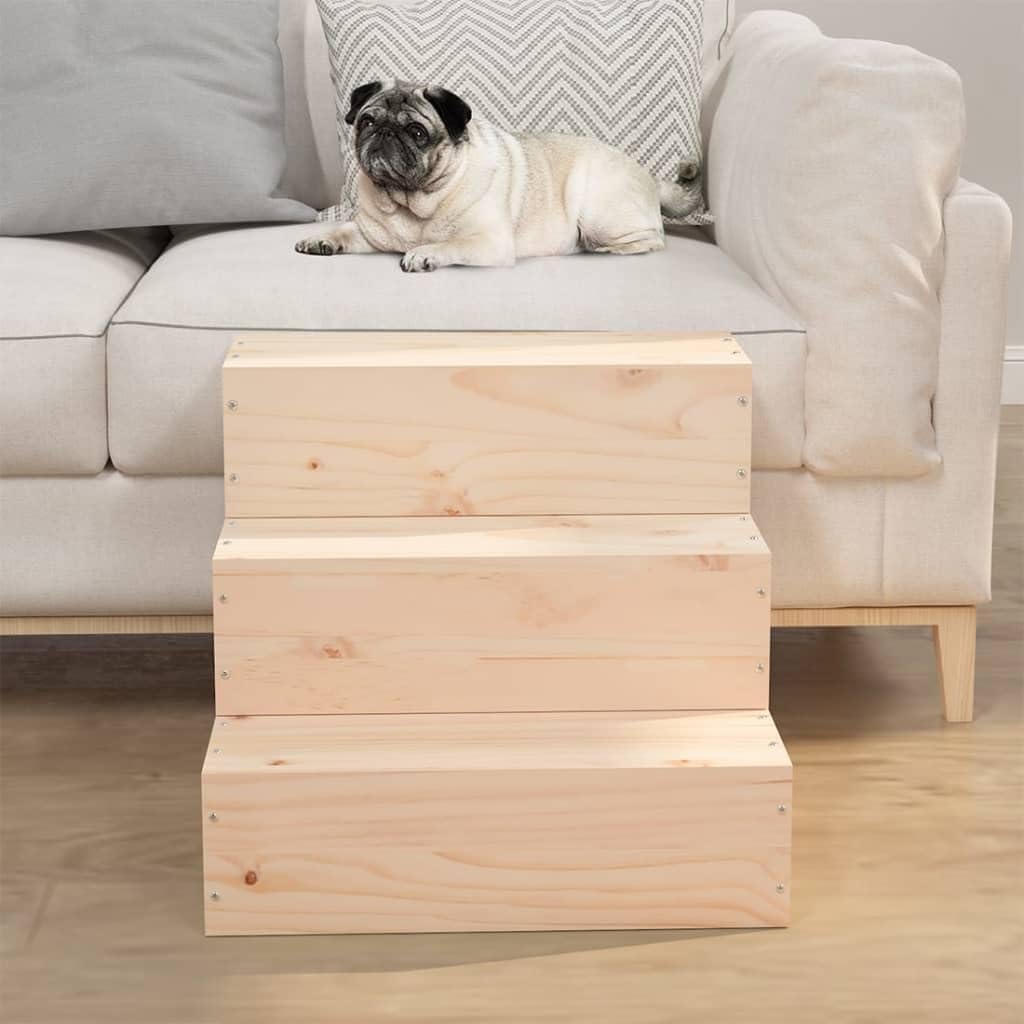 vidaXL Haustiertreppe, Hundetreppe mit Holzrahmen, Katzentreppe mit 3 Stufen, Aufstiegshilfe Treppe