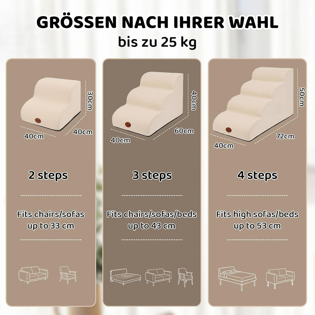 Hundetreppe für Kleine Hunde &amp; Katzen, Haustiertreppe für Sofa,30CM,2Stufen | 33D hochdichter Schaum