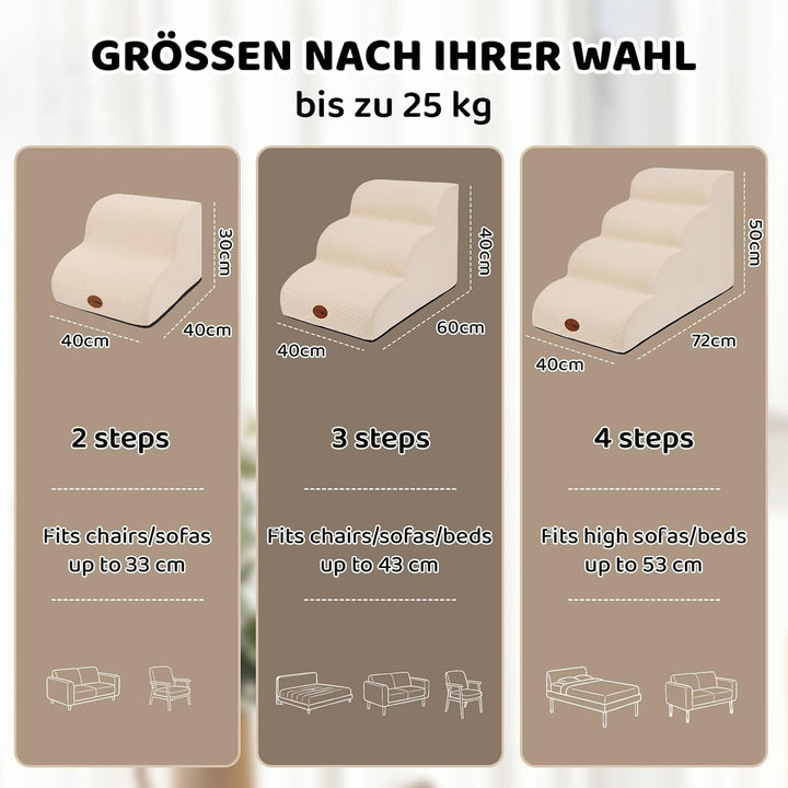 Hundetreppe für Kleine Hunde &amp; Katzen, Haustiertreppe für Sofa,30CM,2Stufen | 33D hochdichter Schaum