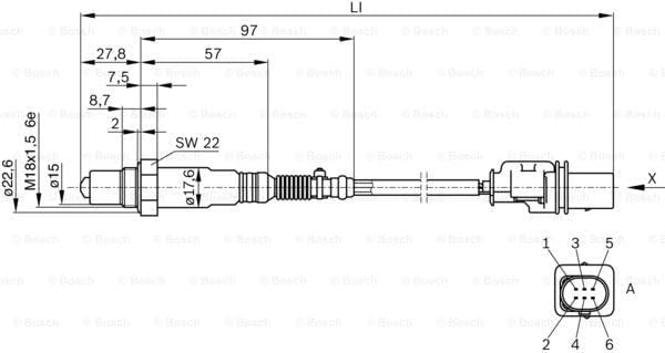 Bosch 0258017025 - Lambdasonde mit fahrzeugspezifischem Stecker