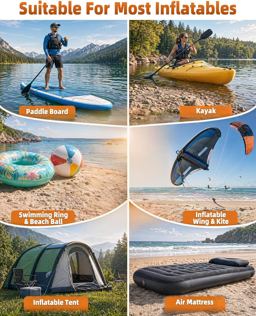 Elektrische SUP Pumpe 20 PSI, Tragbare Paddle Board Pumpe & Elektrische Luftpumpe mit 12V DC Autoans