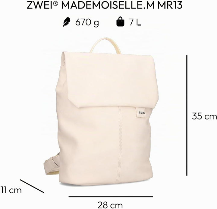 Zwei Damen City-Rucksack Mademoiselle.M MR13 Tagesrucksack 7 Liter, gepolstertes Laptopfach, Magnet-