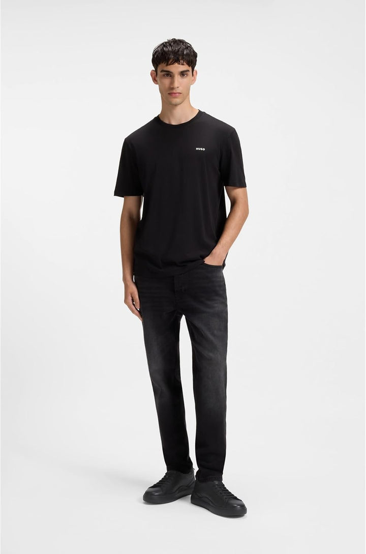 HUGO Herren Blake Tenn Sneakers aus Glattleder mit kontrastfarbenem Branding Grösse 39 EU Schwarz, 3
