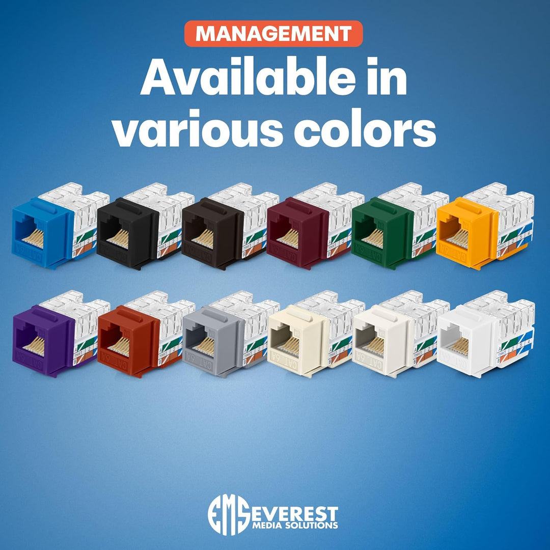 Everest Media Solutions 90 Grad abgewinkelter CAT6A Keystone-Klinkenstecker in blauer Farbe, schlank