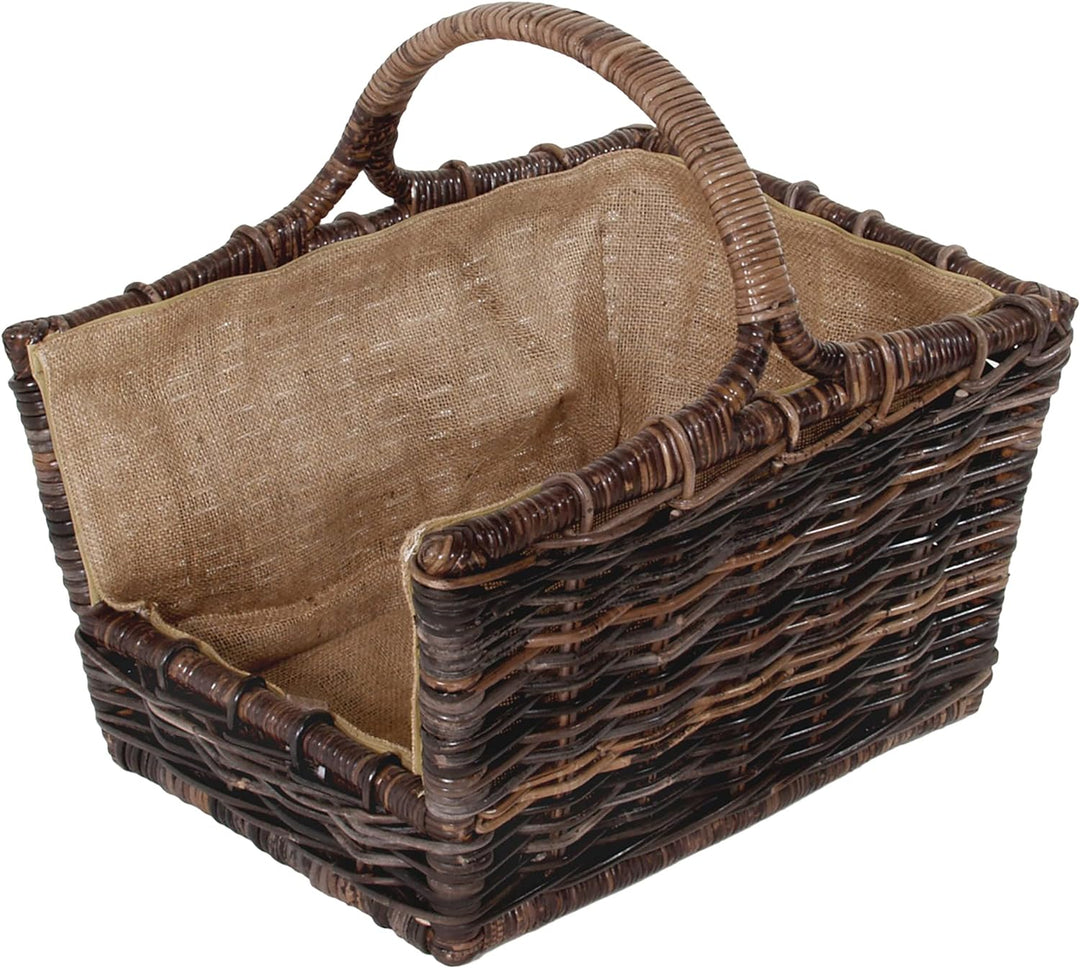 Kobolo Holztrage Holzkorb für Kaminholz - aus Rattan mit abnehmbaren, 51x40x28