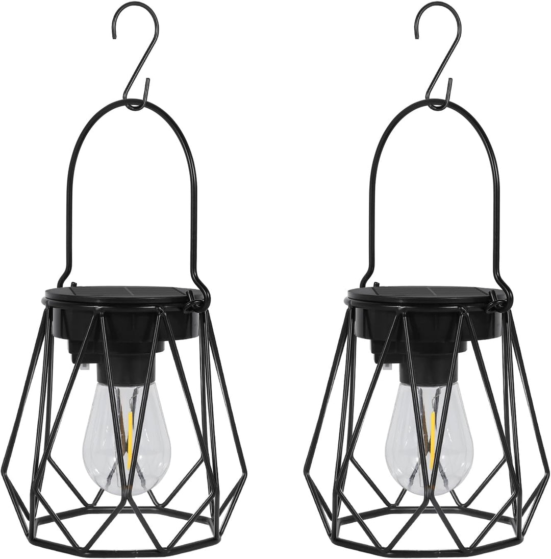 Ketom 2 Stück Solarlampen für Aussen Hängend, IP65 Wasserdicht Metall Solarlaterne für Aussen, LED S