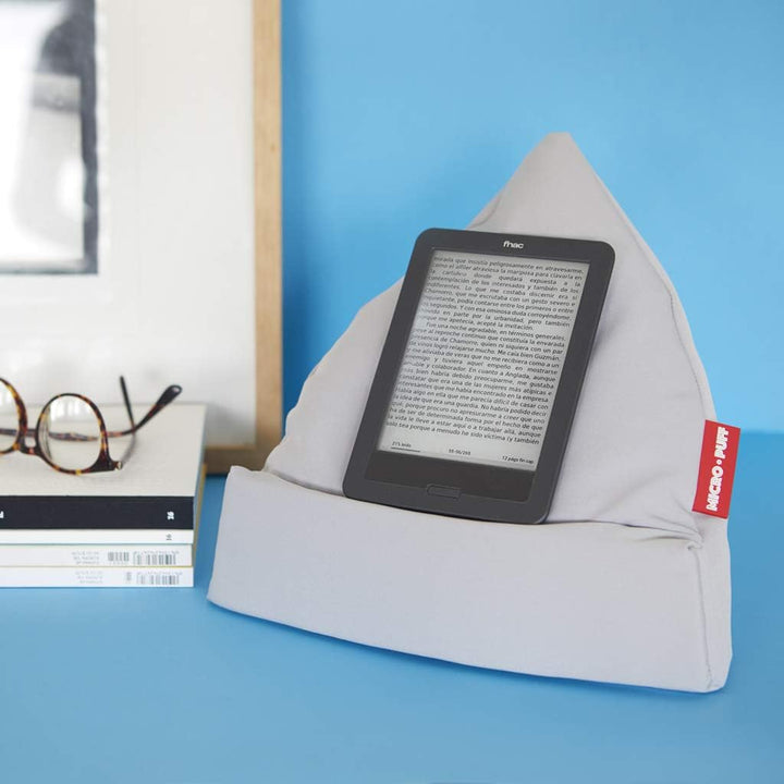balvi Micro Puff Grau Farbe Kissen Tablette, Smartphone, E-Bücher Desenfundable Baumwolltasche Polye