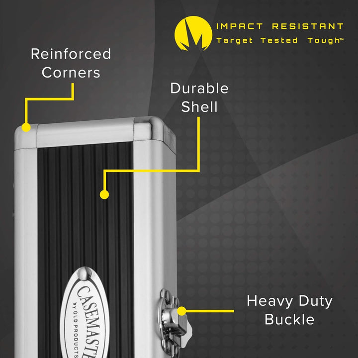 Casemaster Accolade Aluminium-Dartkoffer für 3 Stahlspitzen und weiche Dartpfeile. Schlankes Profil