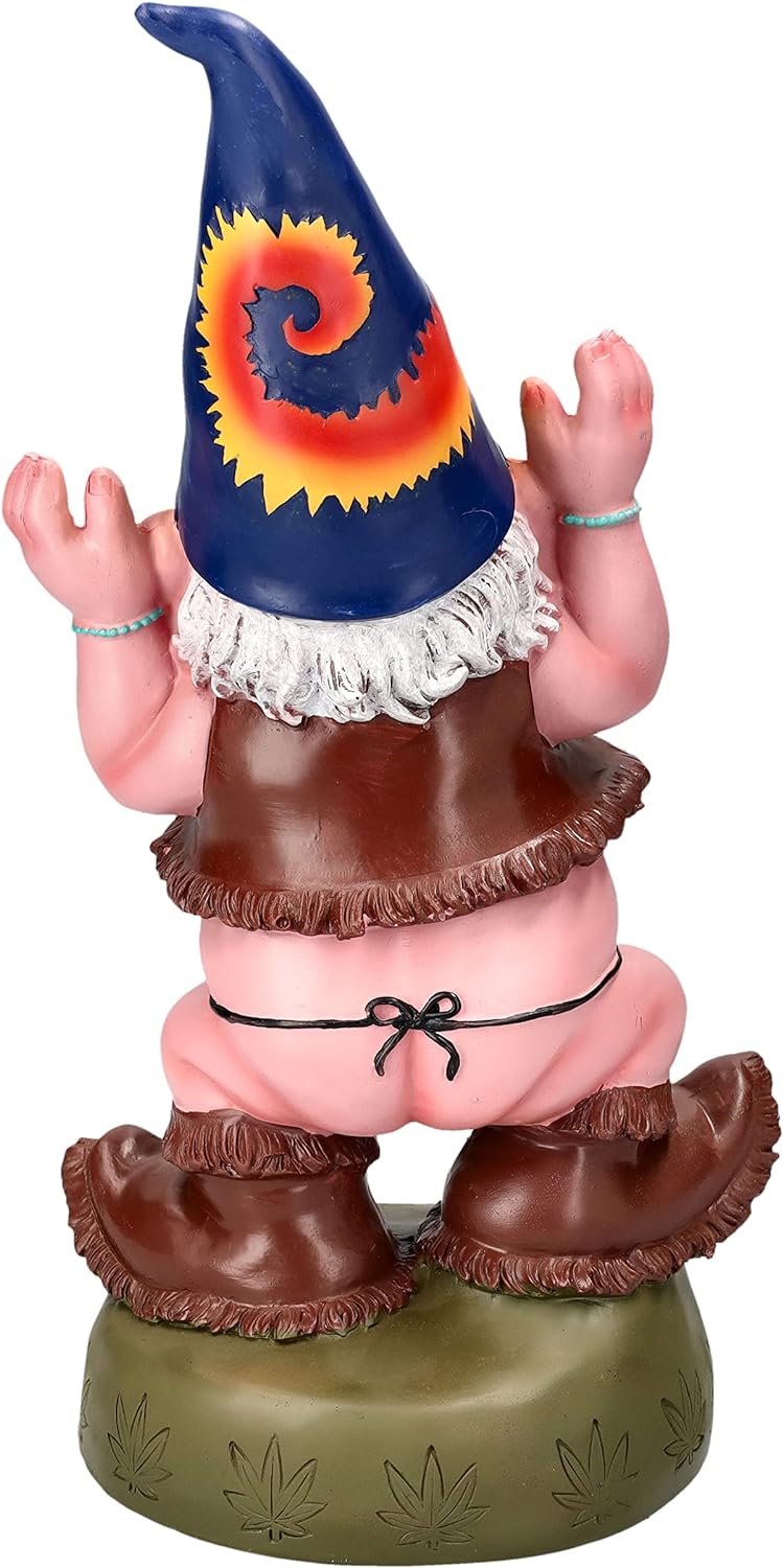 Pacific Giftware Gartenzwerg Figur Hippie Gnom Freudentanz 34,5 cm | Garten Zwerg Statue nackt Kiffe