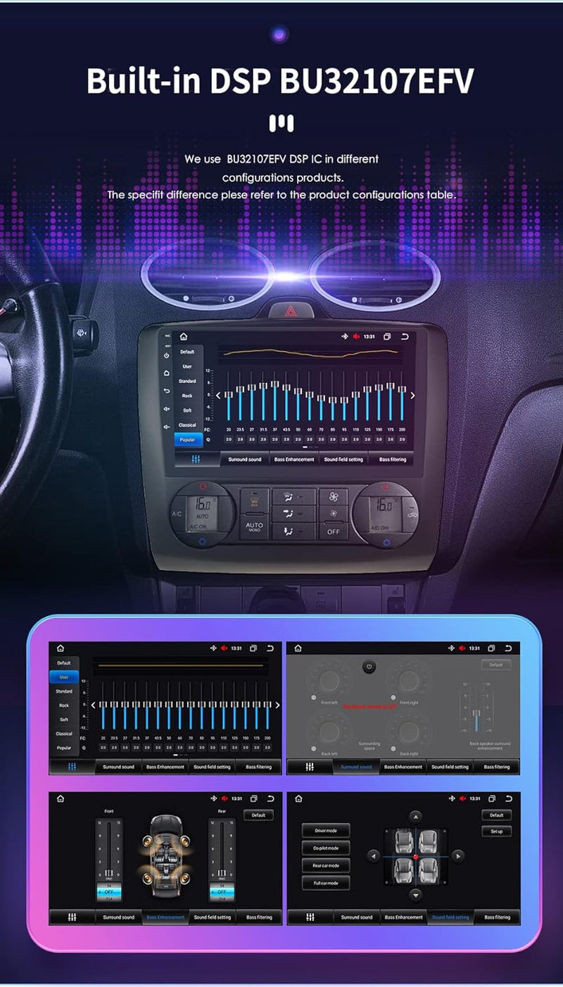 hizpo Autoradio Bluetooth für Ford Focus Exi at 2004-2011 Navi für Ford Focus exi at Dab - HD Touchs