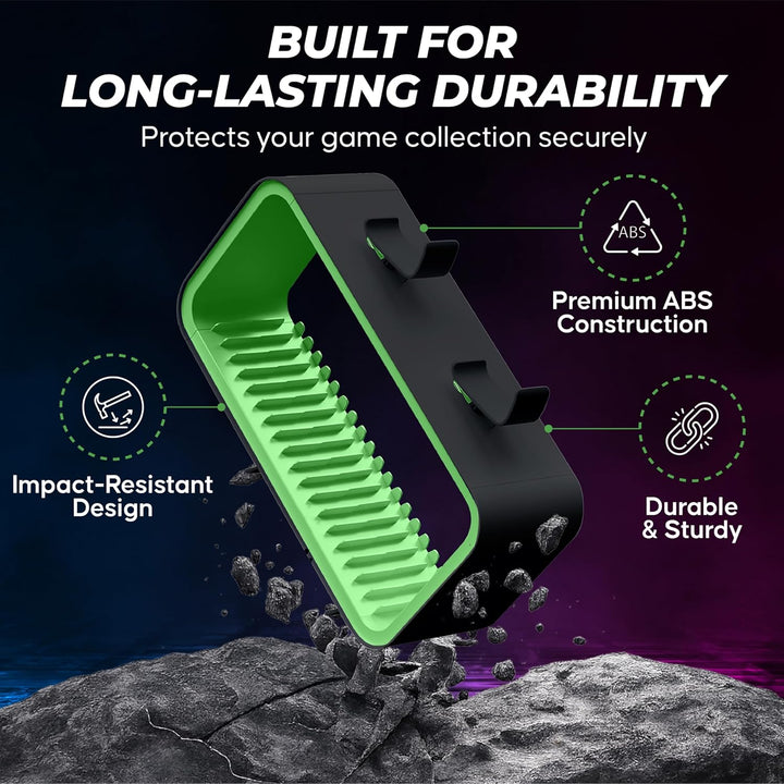 Universal Games Storage Tower Pro - Bis zu 18 Spiele - Mit Controller Halterung für bis zu 4 Gamepad