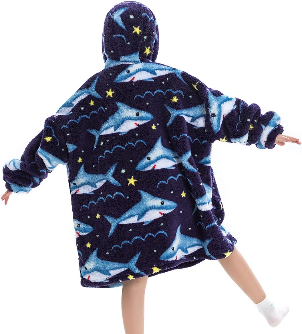 Ruiuzioong Kinder Übergrosse Kapuzenpullover,Super Weich Warmes Bequeme Tragbare Decken Sweatshirt f