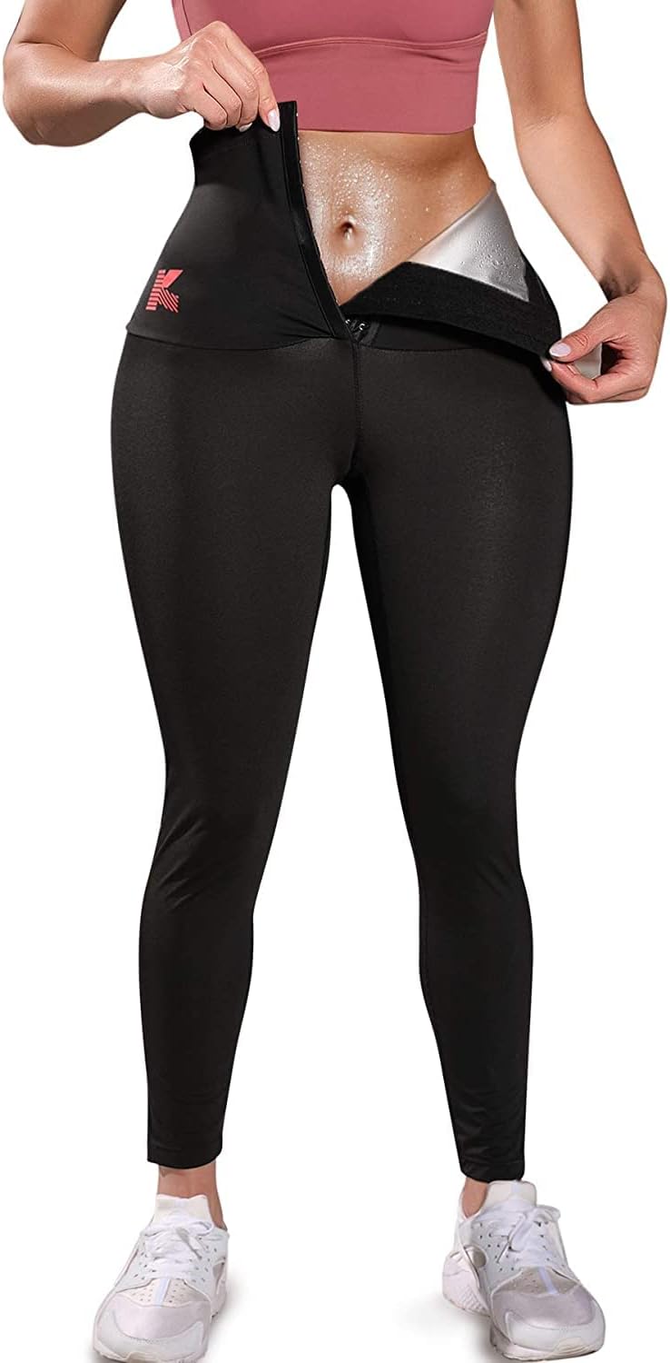 KUMAYES Sport Hosen Sauna Hosen Womens Schwitzen Hosen Hot Thermo Neopren Laufhose Damen zum Laufen,