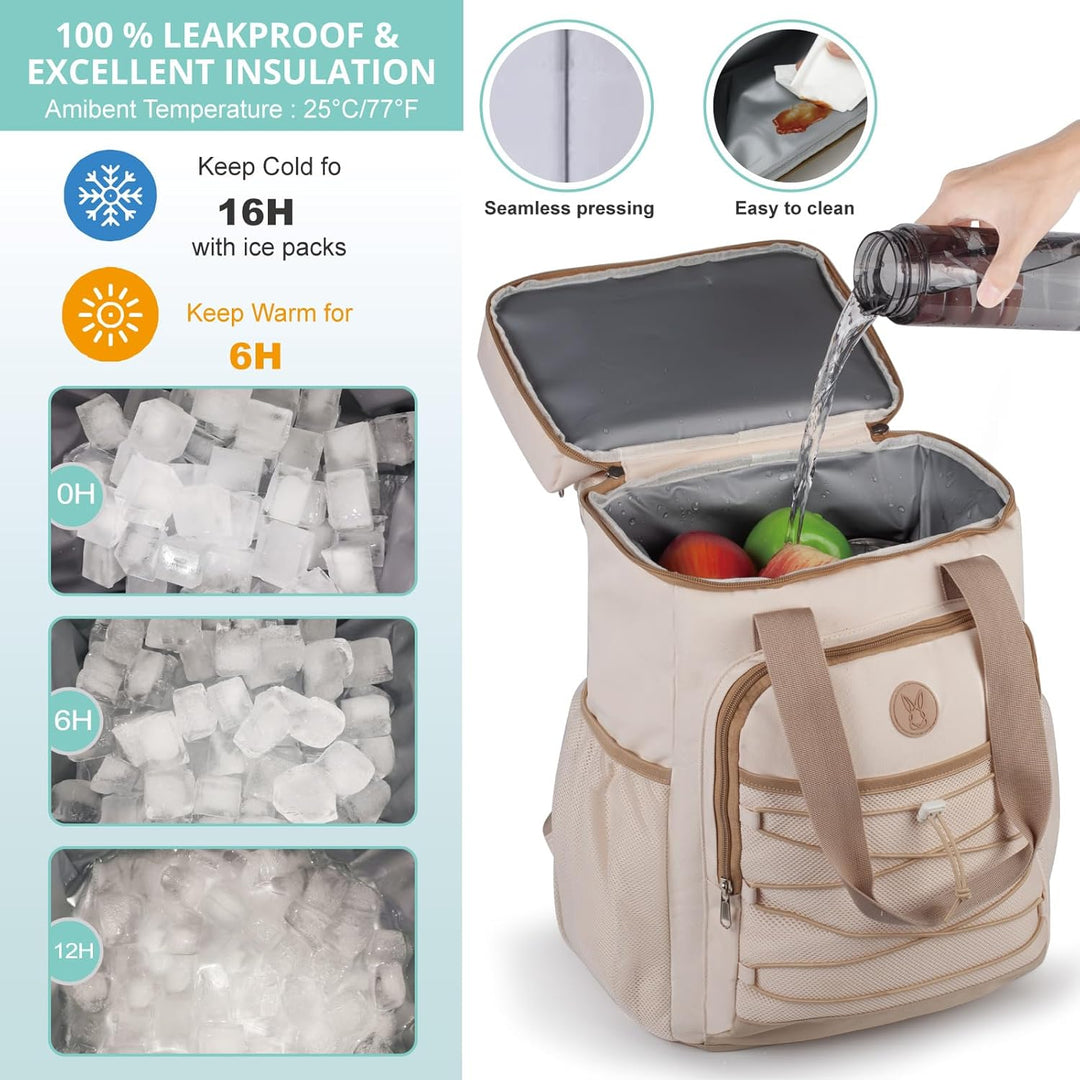 Kühlrucksack mit gepolstertem Tragegriff, Leichter und isolierter Rucksack, auslaufsicher, grosse Ka
