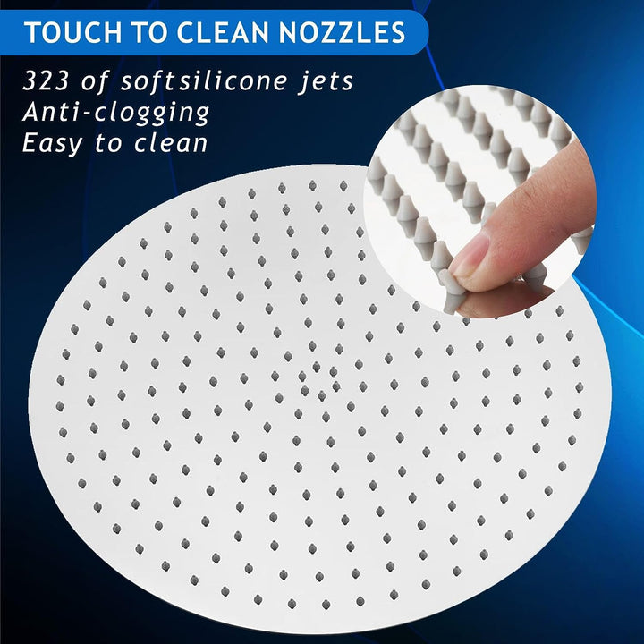 40.5cm Runden Regenbrause - Voolan Kreisförmiger Gross Hochdruck Duschkopf aus Edelstahl 304 - komfo