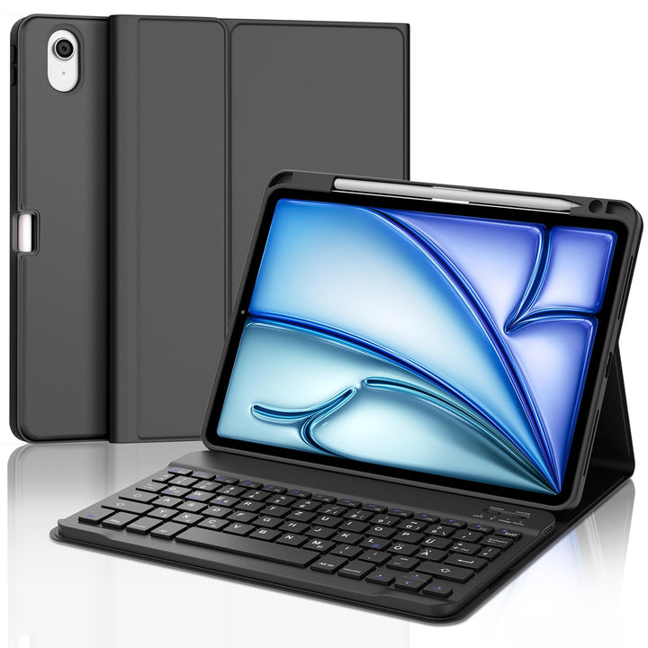 Hülle mit Tastatur für iPad Air 11 Zoll M4/M3/M2 (2024-2026), Schwarz Schwarz Air 11, Schwarz Air 11