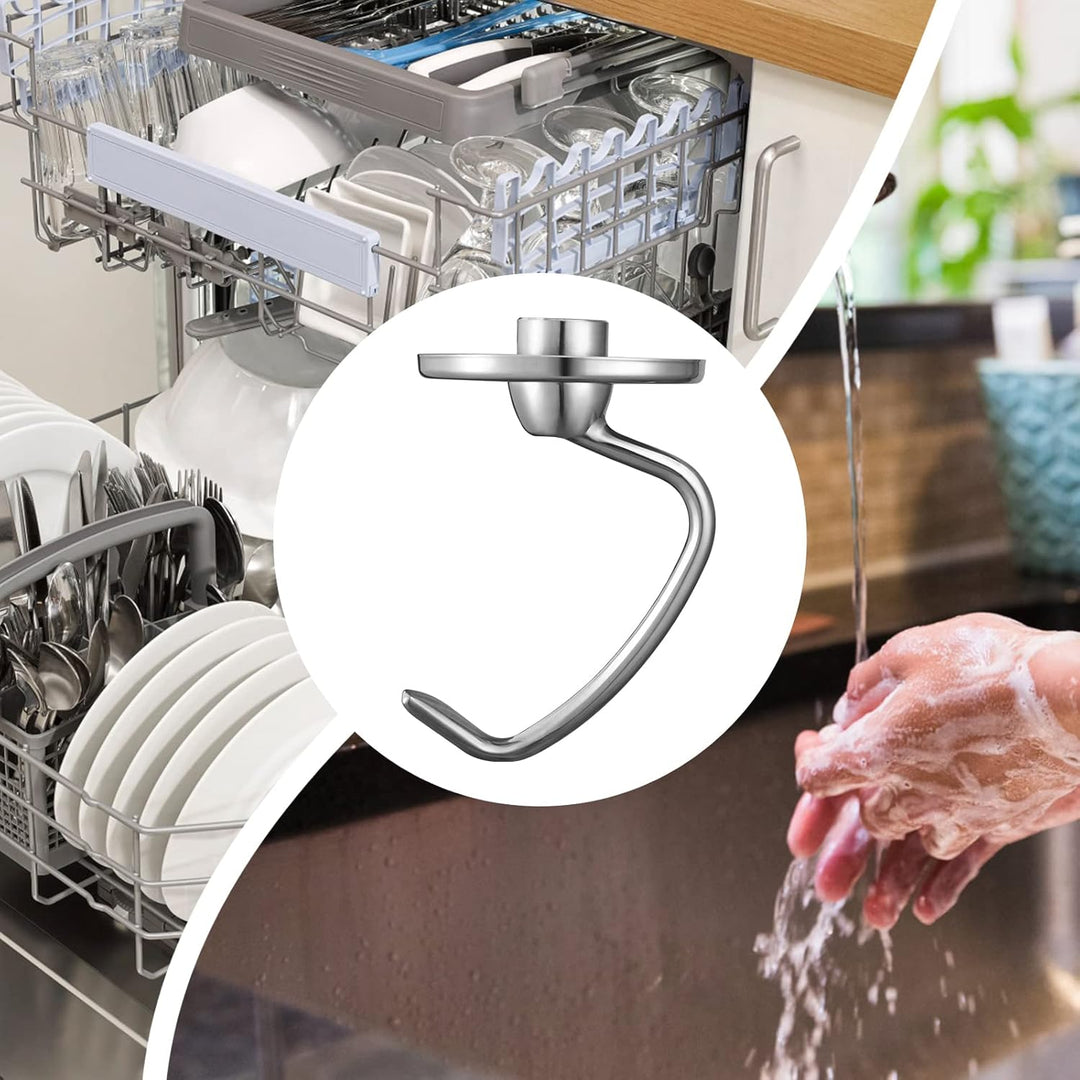 Gdrtwwh Edelstahl-Teighakenaufsatz für KitchenAid 4,3-Liter und 4,8-Liter Standmixer, Ersatzteil-Bro