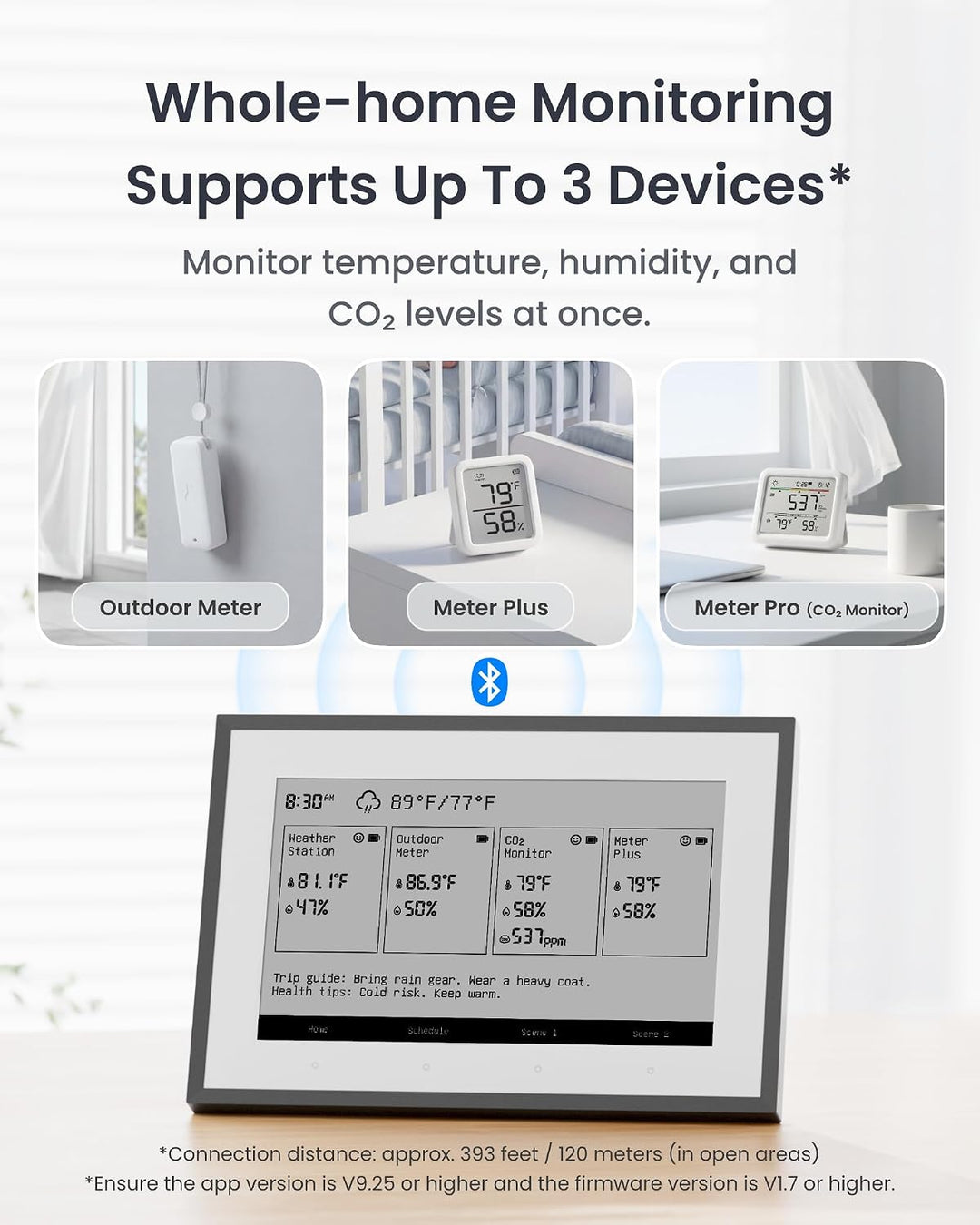SwitchBot Smartes E-Ink-Home-Dashboard, 7,5" kabelloser Monitor für Innen-/Aussentemperatur und Luft