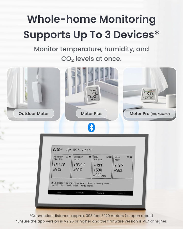 SwitchBot Smartes E-Ink-Home-Dashboard, 7,5" kabelloser Monitor für Innen-/Aussentemperatur und Luft