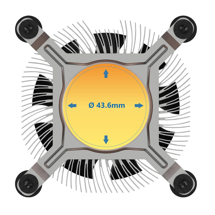 Akasa Aluminium Intel® LGA1700 Mini-ITX Cooler | Designed for Core™ i9 processors up to 73 TDP | 74