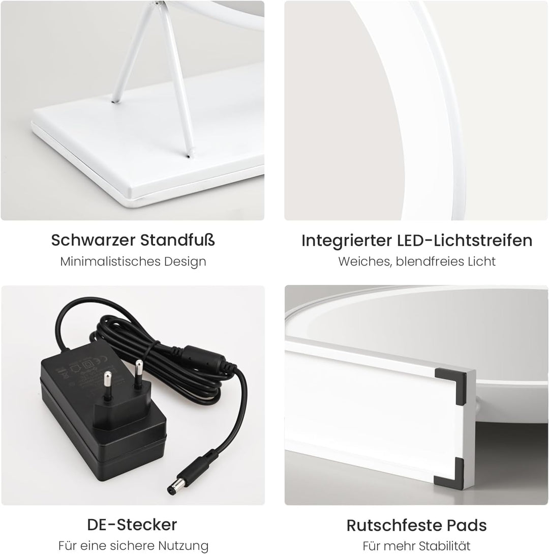 Heilmetz LED Tischspiegel mit Beleuchtung Φ40cm Rund Schminkspiegel 3 Lichtfarbe Warmweiss/Neutral/K