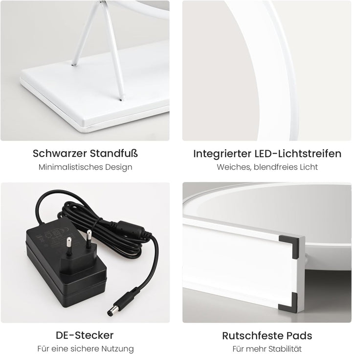 Heilmetz LED Tischspiegel mit Beleuchtung Φ40cm Rund Schminkspiegel 3 Lichtfarbe Warmweiss/Neutral/K