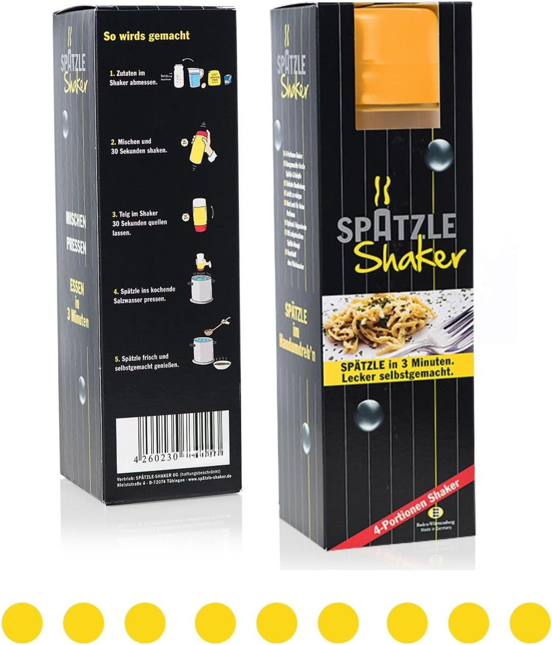 Einsteiger-Set zum Spätzle selber machen mit Spätzle-Shaker (875ml orange) 4 Portionen &amp; Rezeptbuch
