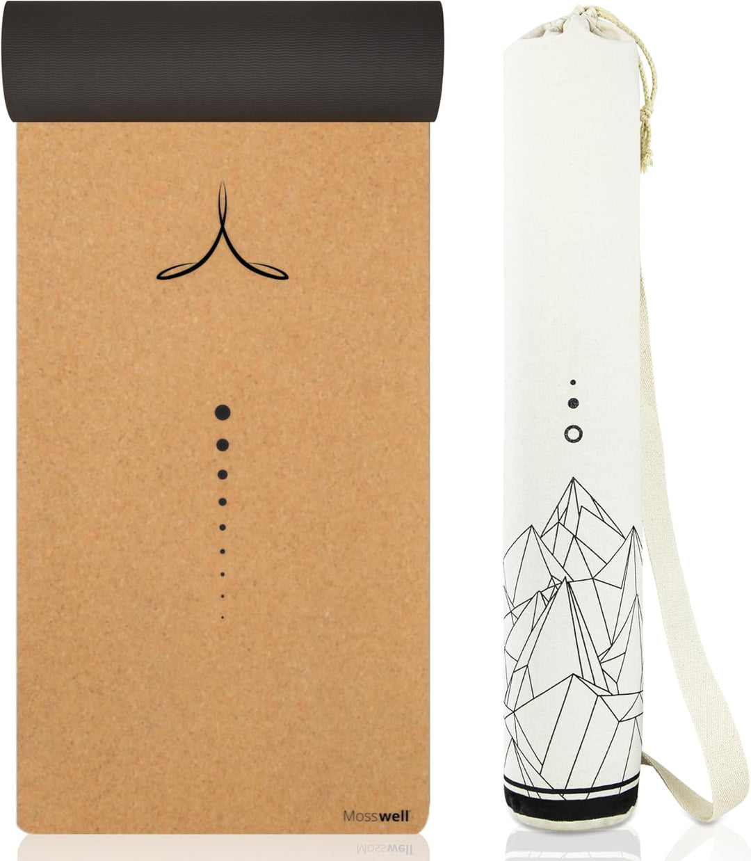Mosswell Premium Kork-Yogamatte (4mm dick) - Rutschfeste Fitnessmatte mit Hilfslinien - Pilatesmatte