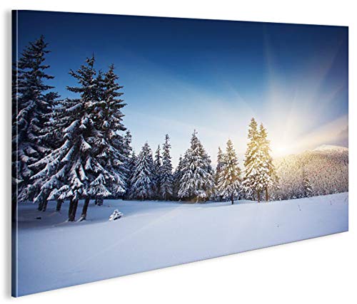 islandburner Bild Bilder auf Leinwand Winterlandschaft Alpen Berge Schnee 1p XXL Poster Leinwandbild