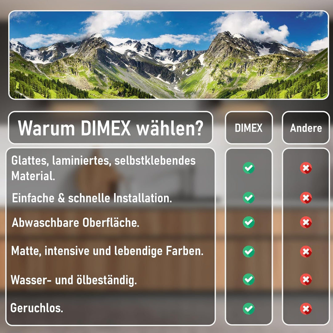 Dimex Küchenrückwand Folie selbstklebend GEBIRGE | Klebefolie - Dekofolie - Spritzschutz für Küche |