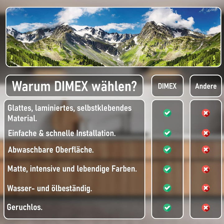 Dimex Küchenrückwand Folie selbstklebend GEBIRGE | Klebefolie - Dekofolie - Spritzschutz für Küche |