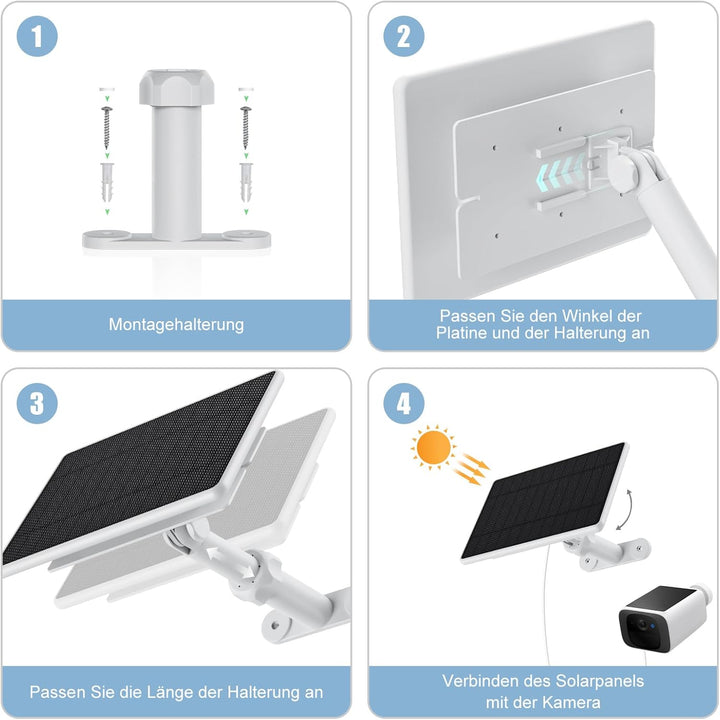 eufy 5W Solarpanel für Kamera kompatibel mit Eufycam 2C S220 E30 S330 4M Kabel 5V IP65 Wasserdicht f