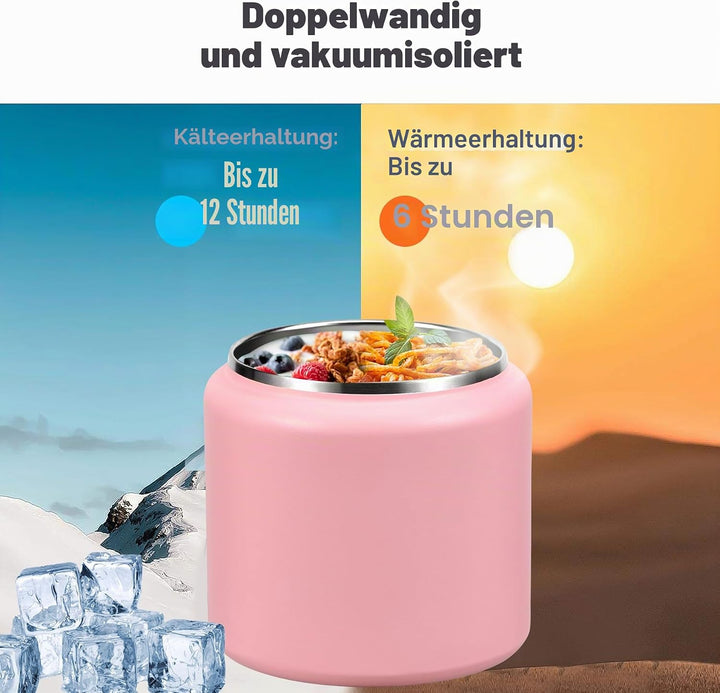 Itslife Thermobehälter für Essen 760ml, Thermo Lunchbox Kinder mit Schnallendeckel und Löffel, Warmh